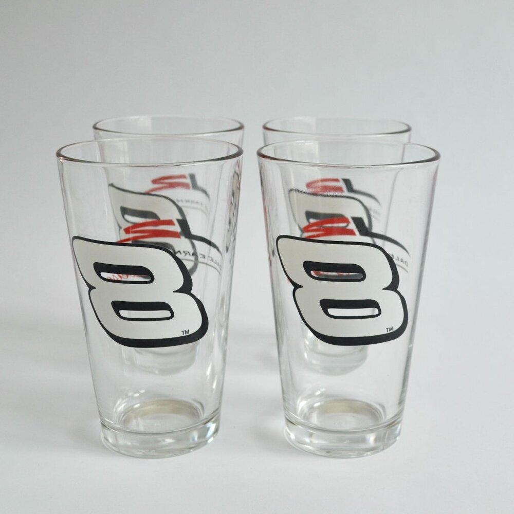 Set of 4 Budweiser Dale Earnhardt Jr #8 Beer Glasses NASCAR Junior Motorsports